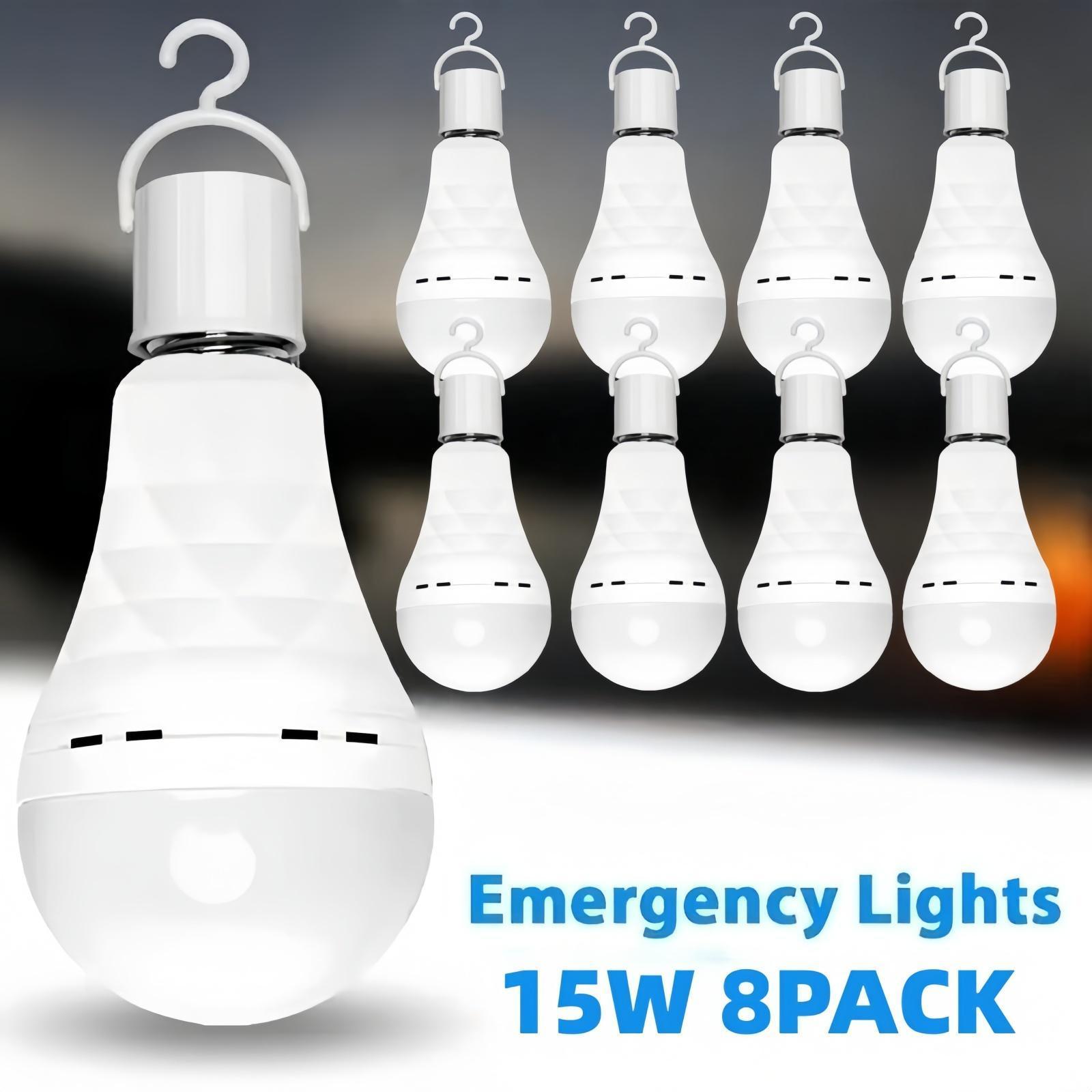 Rechargeable LED Emergency Light Bulb — Power Outage Backup, A19 E26/E27, 80W Equivalent