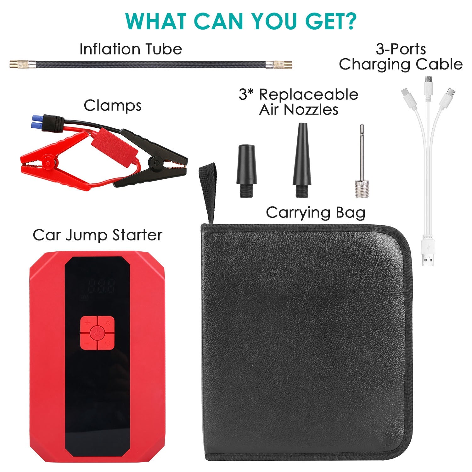 Portable Car Jump Starter & Air Compressor — 1500A, 400PSI, Power Bank & LED Flashlight